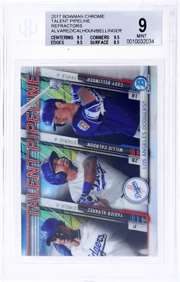 2017 Bowman Yadier Alvarez/Willie Calhoun/Cody Bellinger BGS 9 - Image 1 of 2