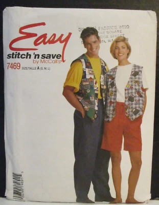 McCall's Stitch 'n Save Pattern 7469 Vest T-Shirt Pants Shorts Size Unisex S-M-L - Image 1 of 4