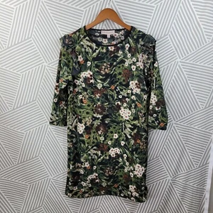 Philosophy Dress Size Small floral Sheath Stretch Ruffle Trim Camo like Green - Picture 1 of 7