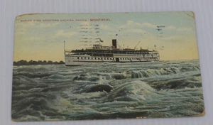 1911 POSTCARD, RAPIDS KING BOAT SHOOING LACHINE  RAPIDS, MONTREAL, CANADA - Picture 1 of 2