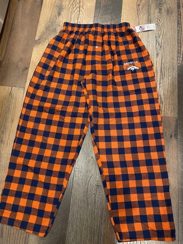 Denver Broncos NFL Men's Flannel Checkered Plaid Pajama Lounge Bottoms ~ NWT Cover