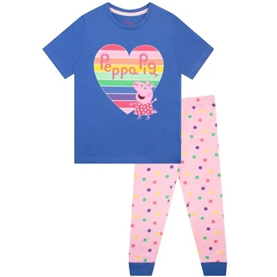 Peppa Pig Pyjamas Kids Girls 18 24 Months 2 3 4 5 6 7 8 Years PJs Rainbow Heart - image 1 of 4