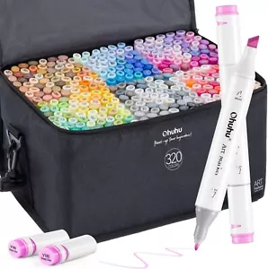 Ohuhu Illustration Marker 320 Juego de todos los colores y bolígrafo licuadora con estuche grueso y delgado - Imagen 1 de 1