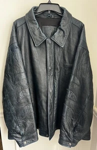 Vintage Marc Ecko Unltd Company Blue Leather Jacket Size 3XL - Picture 1 of 21
