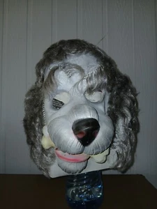 Vintage White Shaggy Dog With Bone Costume Mask by Cesar - Picture 1 of 4