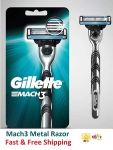 Gillette Mach 3 Razor Blade Shaver 1 Cartridge Metal Handle Fits Turbo M3 Power - Picture 1 of 1