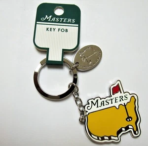 2025 Augusta National MASTERS, OFFICIAL, YELLOW METAL FLAG, Key Chain - Picture 1 of 2