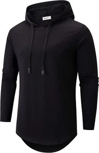 KLIEGOU Mens 100 Cotton Hipster Hip Hop Longline Hoodie T-Shirt Pre - Shrunk S-X - Picture 1 of 31