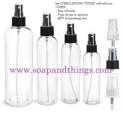 4 oz Clear Bullet Plastic Bottle -PET-12 sets choice of SPRAYER caps FREE SHIPP - Image 1 of 3