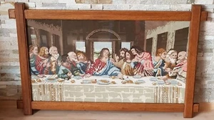 DAS LETZTE ABENDMAHL - Gobelin Bild - Handarbeit - mit Rahmen ca.105x85 - Bild 1 von 2