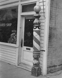 Wooden Barber Pole Shop Vintage 8x10 Reprint Of Old Photo - Picture 1 of 1