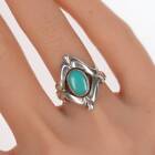 sz8 Vintage Bell trading post cast silver and turquoise ring