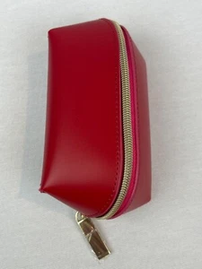 Elizabeth Arden Red Faux Leather Cosmetic Bag Gold Pink Zipper Closure - Picture 1 of 11