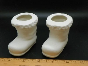 Set of 2 Small Santa Boots, made from vintage mold Ready-to-paint bisque - Picture 1 of 6