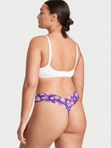 Victorias Secret The Lacie Tanga con Cordones Panty Floral Púrpura Pequeño Nuevo - Imagen 1 de 7