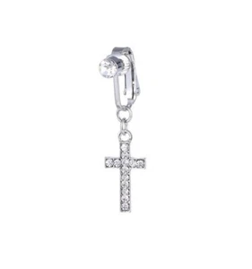 Clip On Belly Button Ring Cross Shape Fake Belly Navel Piercing - Picture 1 of 3