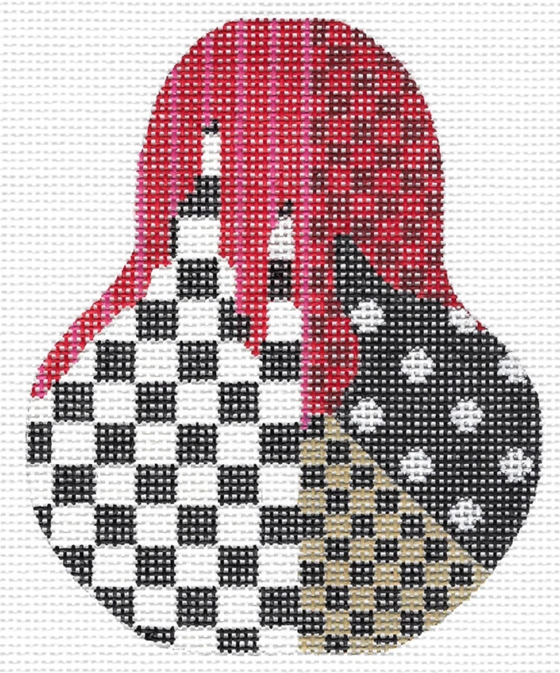 Needlepoint Handpainted Kelly Clark Pear Black and White Madness - Image 1 of 1