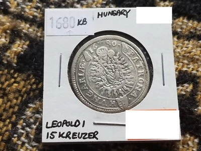 Hungary 15 Kreuzer 1680 KB Silver Circulated - Leopold I Tariff Incl - Image 1 of 2