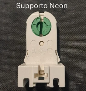 PORTALAMPADA NEON T8 PER TUBI FLUORESCENTI NEON O LED G13 T8 BIANCO A INCASTRO - Foto 1 di 3