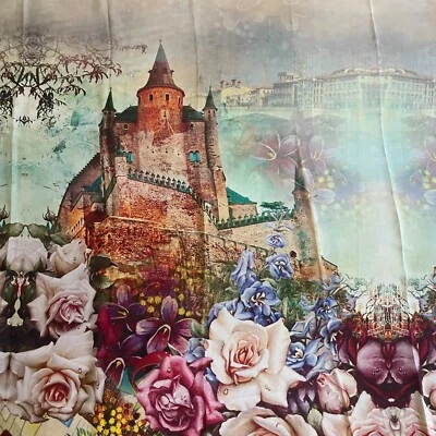 Tela de seda crepé Momme 100 % seda morera 1,35 metros castillo jardín 53" JN059 Foto 1 de 4