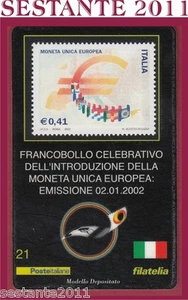 TESSERA FILATELICA FRANCOBOLLO INTRODUZIONE MONETA UNICA EUROPEA 2002 D91 - Imagen 1 de 1