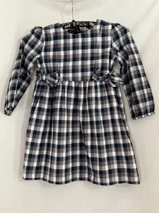 Vignette Girls Check Autumn Dress 2Y Long Sleeve Cotton Bows Plaid - Picture 1 of 7