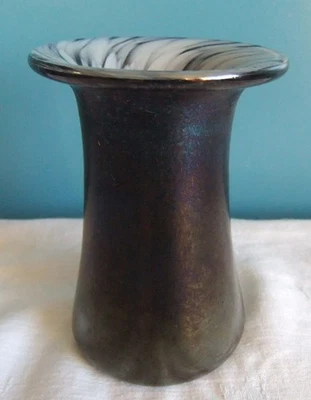 Superb Andrew Sanders Signed Studio Iridescent Black Lustre Art Glass Vase - Image 1 of 4