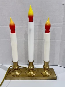 Vintage elektrische Fensterkerzen mit 3 Lichtern flammenlos Messingfuß #3 - 11 Zoll - Bild 1 von 17