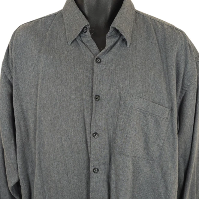 Van Heusen Casual Shirt Mens Size Large Gray Herringbone - Image 1 of 4