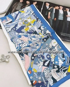 Sallys 18 Momme Twill Silk Animals Print Double Face Necktie Collar Scarf 26" - Picture 1 of 15