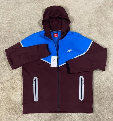 Moletom com capuz Nike Tech Fleece Windrunner Burgundy Crush XL zíper completo HQ3746 652 US$ 160 - Imagem 1 de 4