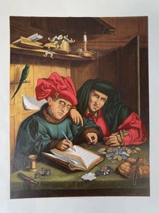 The Misers by Matsys - Three Maries by Caracci 19th Century coloured engravings - Picture 1 of 13
