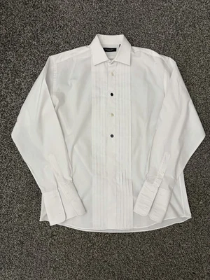 Christian Dior Vintage Tuxedo Dress Shirt Evening White Pleated Size 16” 41 - Image 1 of 4
