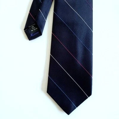 Van Heusen 真丝混纺领带蓝色诊断条纹经典职业办公室婚礼 — 第 1/4 张图片