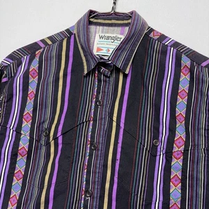Camisa Vaquera Wrangler Años 80 90 De Colección - Damas Ropa Occidental - Rayas Aztecas - MEDIANA - Imagen 1 de 4