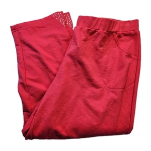 Quacker Factory Damen Pull On Capri Hose Gr. Large Hot Pink Stretch Strass - Bild 1 von 14