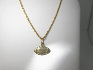 Gold Football Necklace NFL Pendant Womens 14k Solid 16" N307 - Picture 1 of 7