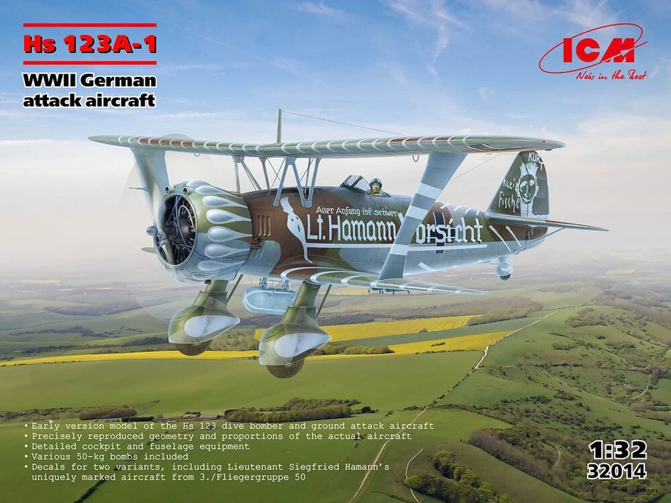 ICM 32014 - 1:32 Hs 123A-1, WWII German attack aircraft (100% new molds) - Neu - Bild 1 von 1