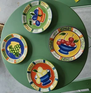 Vier (4) handbemalte Salatteller - Capri - jedes Unikat - 8" - Cardinal Inc. - Bild 1 von 7