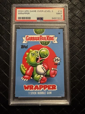 2024 Topps Garbage Pail Kids Game Over WRAPPER CARD 14 PSA 9 Level 3 - Image 1 of 2