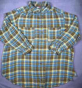 Camisa Pilcro Mujer 3X Azul Cuadros Anthropologie Abotonada Manga Larga Informal - Imagen 1 de 12