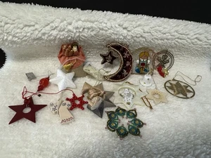 Vintage Baubles x14 Mixed set Ceramic Glass Metal Stars Vintage Angels Bell - Picture 1 of 14