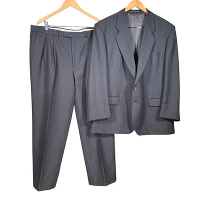 Vintage Austin Reed 2 Piece Suit UK46S W40 L29 Grey Pure Wool Mens Bespoke Short - Image 1 of 4