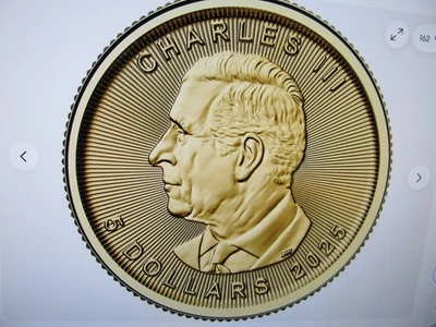 2025 1/10 унц. Золотой канадский кленовый лист $5 монета, .9999 тонкий - Изображение 1 из 2