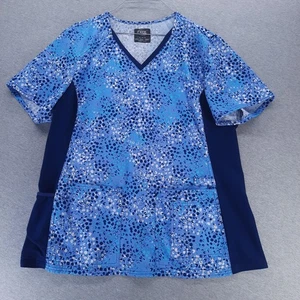 Cherokee iFlex Scrub Shirt Womens XL Blue Navy V-Neck Stretch Pockets CK636 - Picture 1 of 11