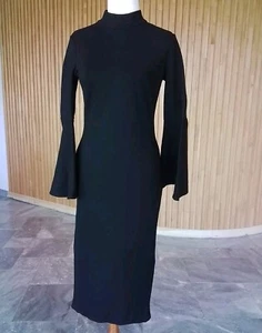 Witchery Black Double Weave Ponte Long Sleeve Midi Dress XS 8 As New - Picture 1 of 5
