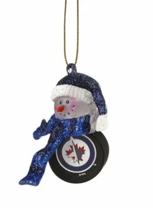 Muñeco de nieve Team Sports America Winnipeg Jets con bufanda a rayas adorno de Navidad - Imagen 1 de 1