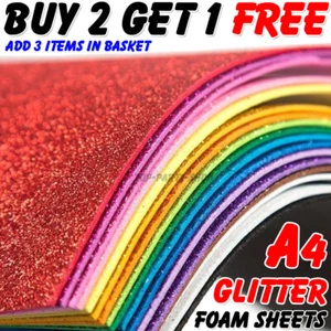 A4 Glitter Premium Quality 12 Colours Arts Crafts foam Sheets uk - Picture 1 of 15