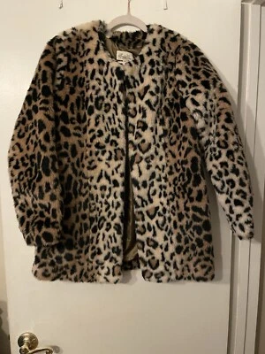 Boutique Forever 21 Faux Fur Coat Jacket Leopard Black/Brown Sz M/M PLUSH - Image 1 of 4
