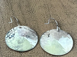 RLM Studios Sterling 925 Silver Hammered Disc Dangle Earrings 1" robt lee morris - Picture 1 of 3